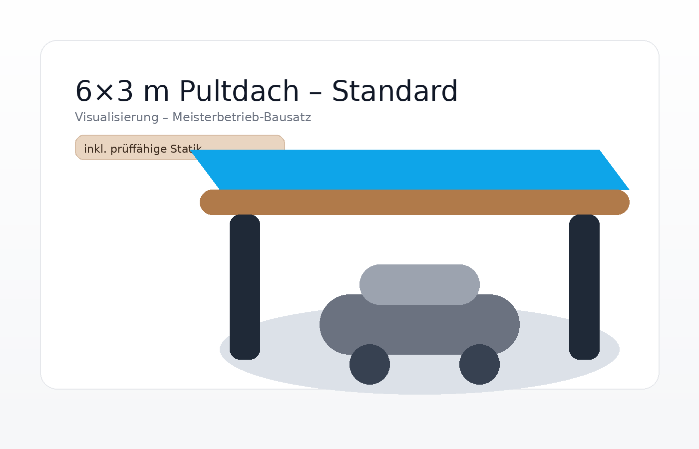 Holz-Carport 6×3 m Pultdach – Visualisierung